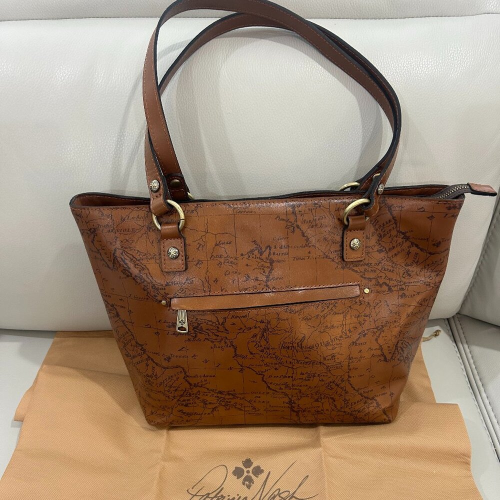 Patricia Nash Signature Map Alessano Leather Tote Handbag Signature Map Print - Picture 8 of 9